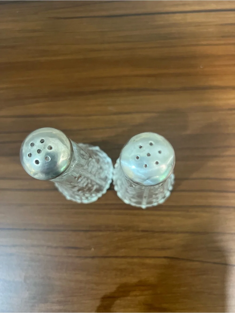 Vintage Sterling Silver & Cut Glass Salt & Pepper Shakers Set – Art Deco Style